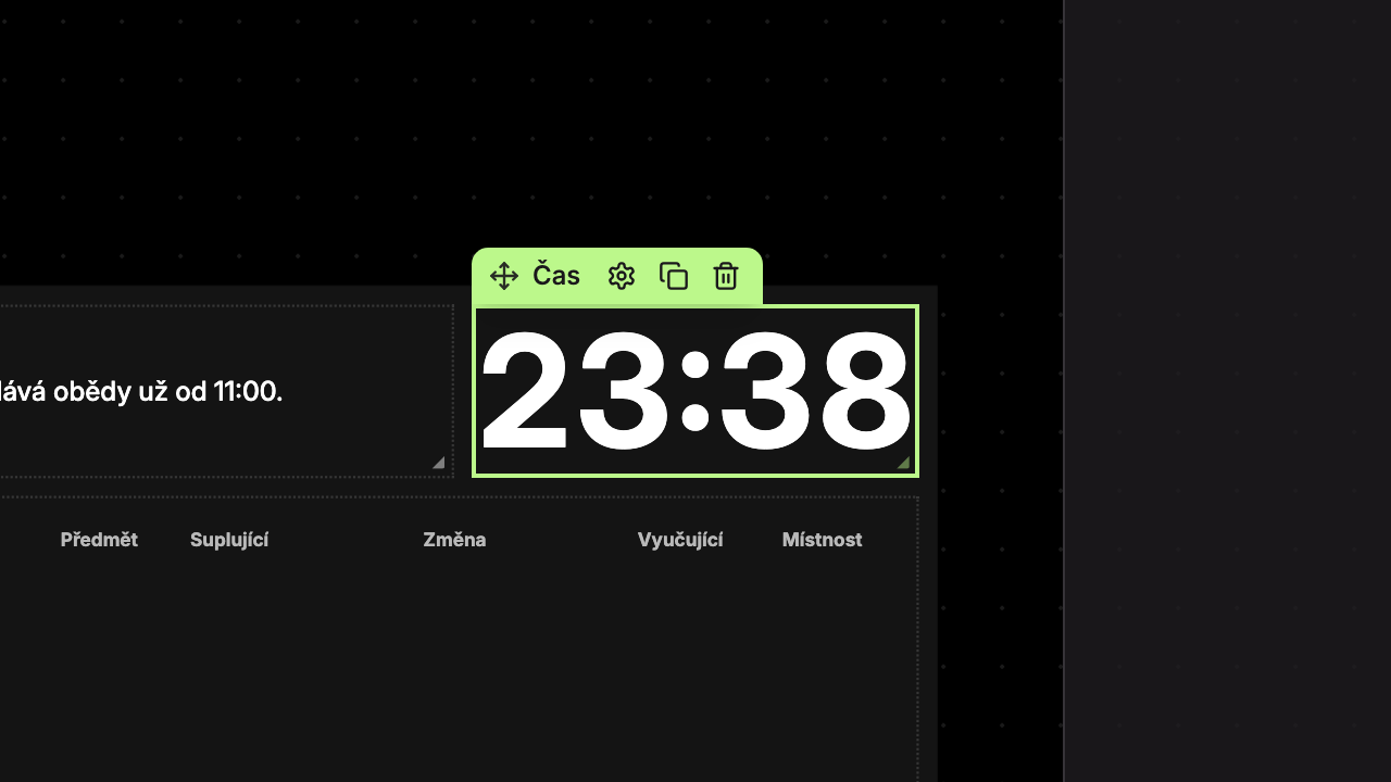 Widget Čas s hodinami a minutami