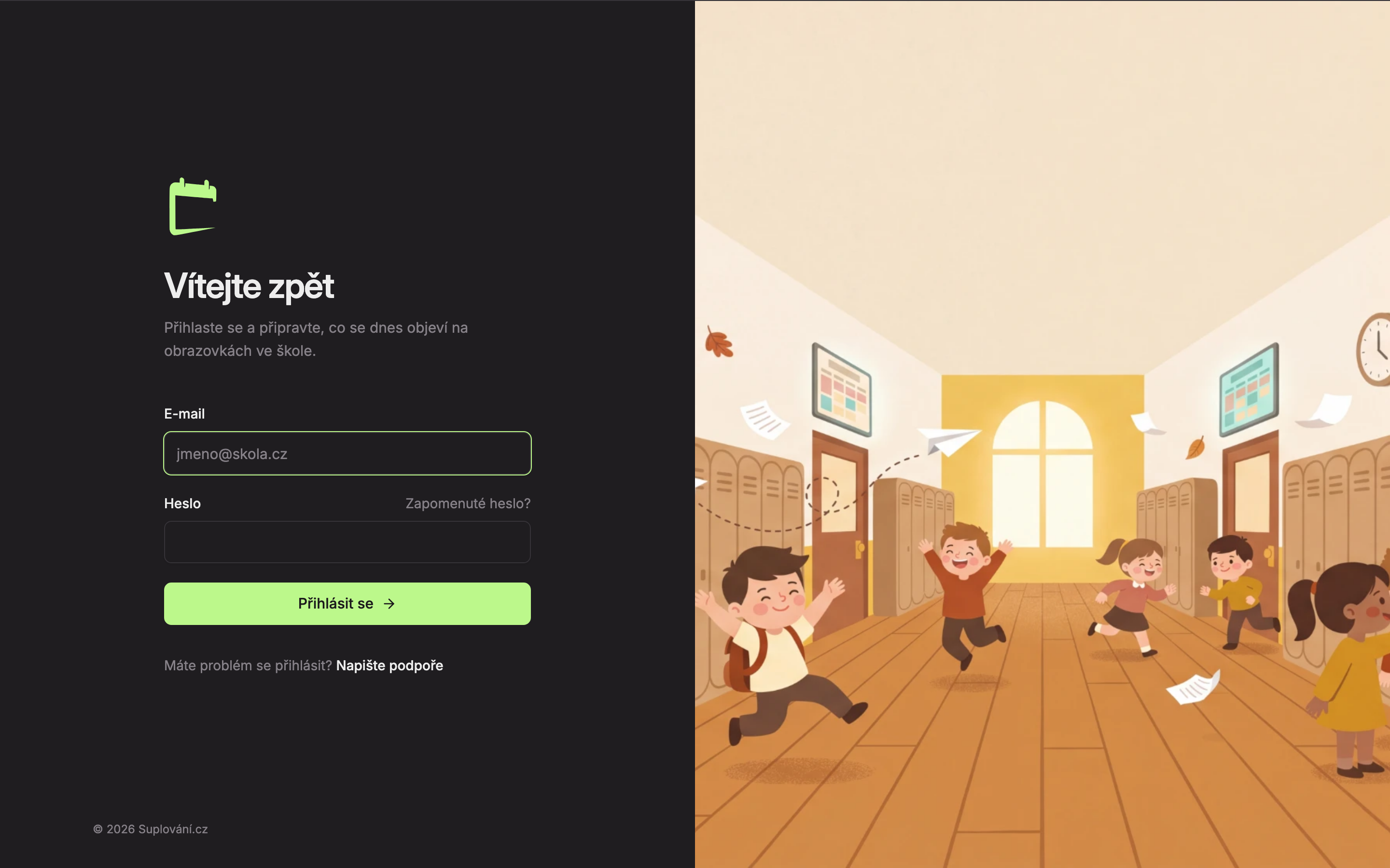 Přihlašovací stránka Studia: 1 pole E-mail, 2 pole Heslo, 3 tlačítko Přihlásit se