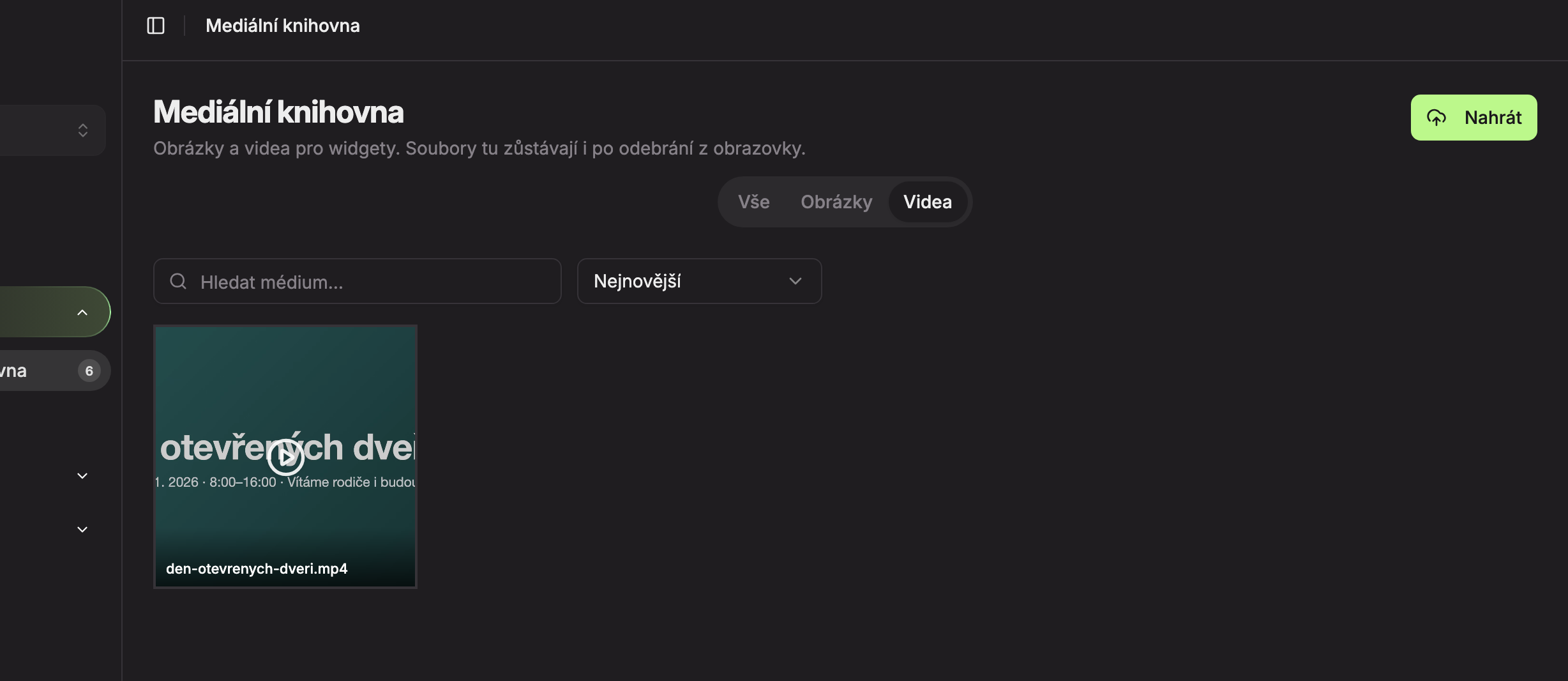 Filtr Videa: v knihovně jsou vidět jen videa, poznáte je podle ikony přehrávání