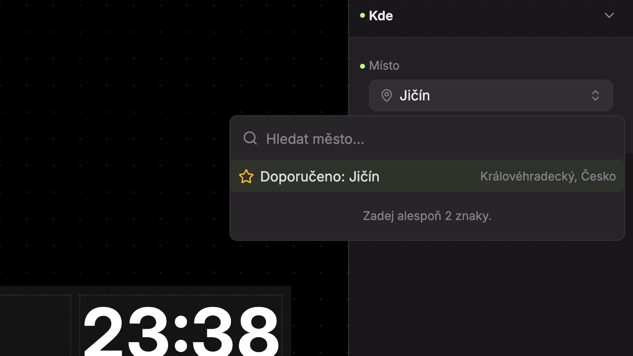 Otevřené hledání místa s doporučeným místem podle adresy školy