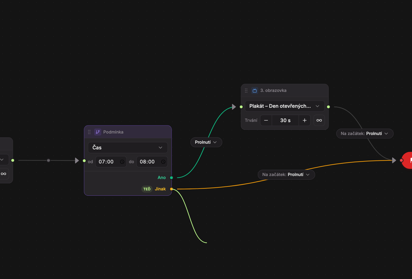 Drag the connection line from the block's output to the input of the next block