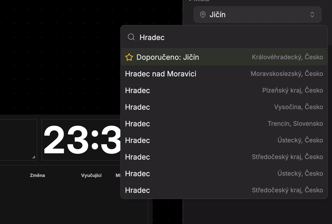 Výsledky hledání pro Hradec: název města a vpravo kraj a země